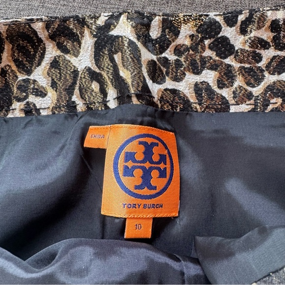 Tory Burch Silk Blend Metallic Animal Print Leopard Pencil Skirt Size 10 - Picture 4 of 5